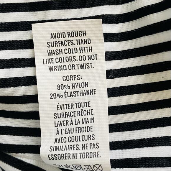 AERIE Longline Triangle Bikini Top Black & White Classic Striped Women’s XXL - Picture 6 of 8